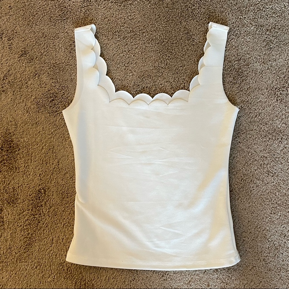 White scalloped tank top